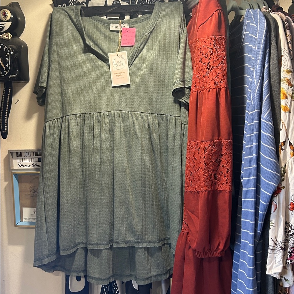 First Love NWT Sage Green Shirt Small
